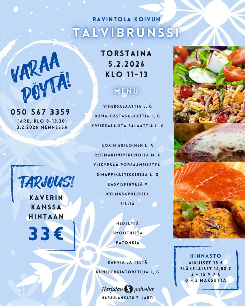 Ravintola Koivun talvibrunssin menu.