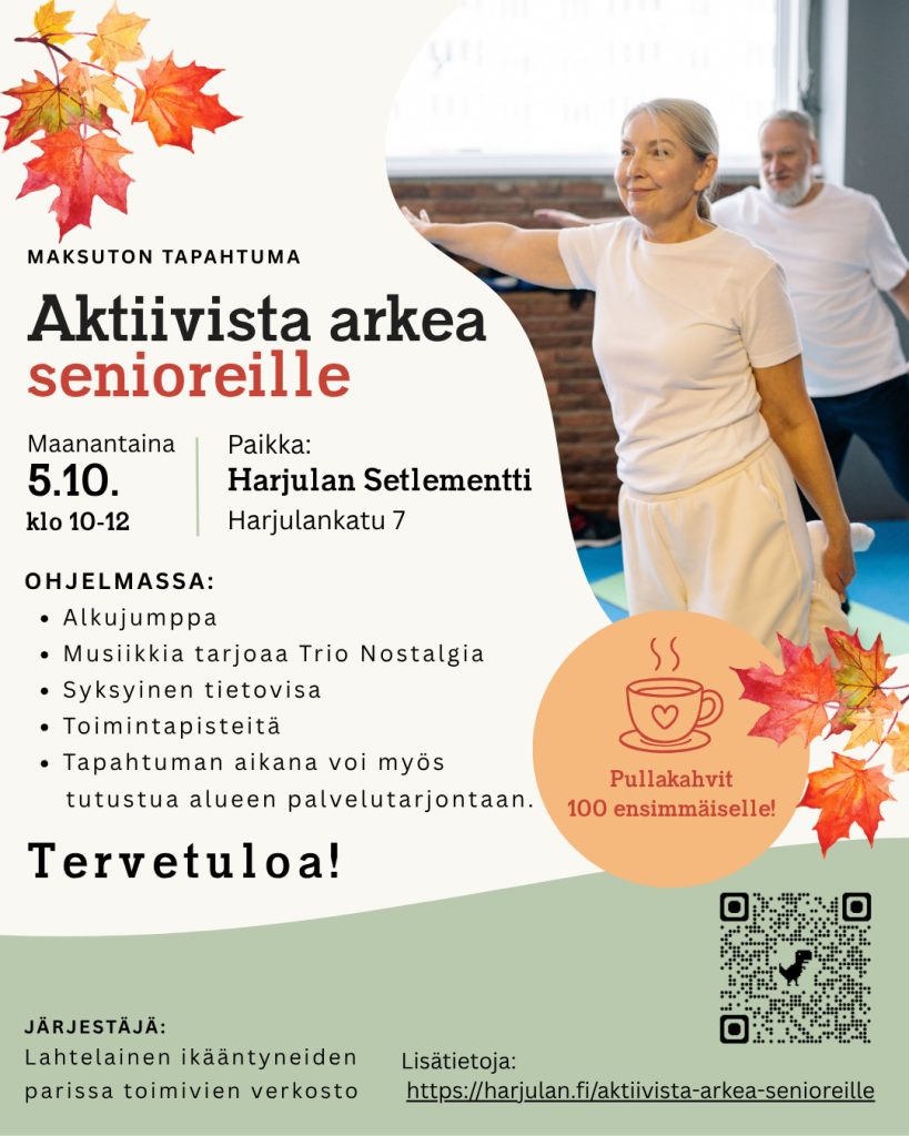 Aktiivista arkea senioreille -tapahtuma Lahdessa 5.10.2026 klo 10-12